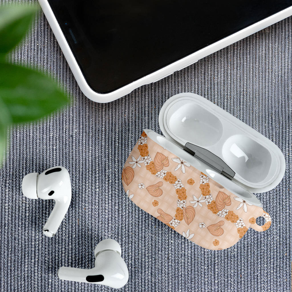 Hawaii Anthurium Tiare Pikake Lei AirPods Case Alani Lauhala Art Pattern LT01 - Polynesian Pride