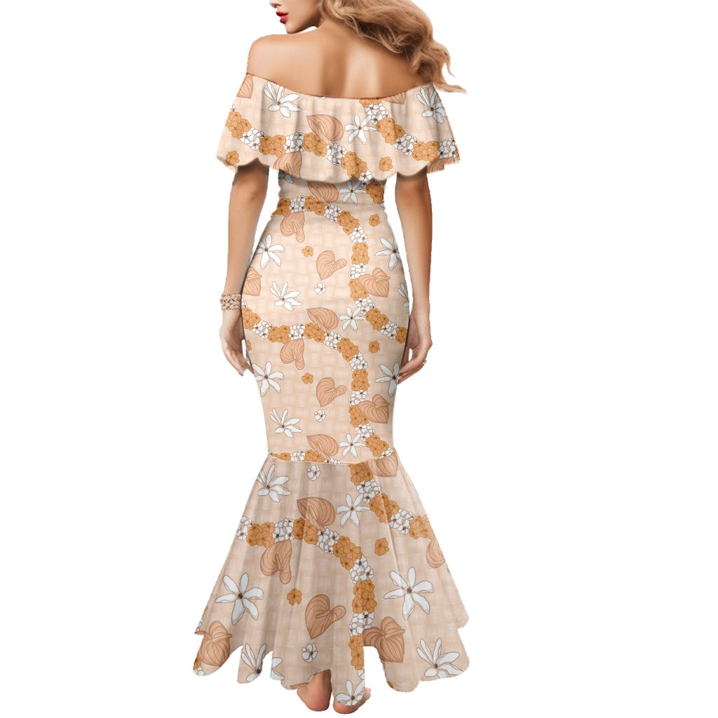 Hawaii Anthurium Tiare Pikake Lei Family Matching Mermaid Dress and Hawaiian Shirt Alani Lauhala Art Pattern