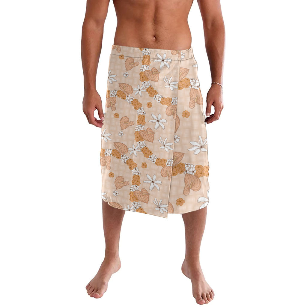Hawaii Anthurium Tiare Pikake Lei Lavalava Alani Lauhala Art Pattern LT01 Orange - Polynesian Pride