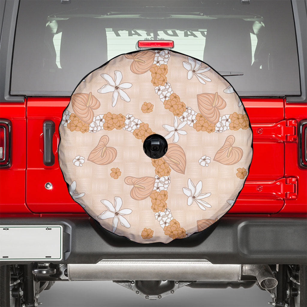 Hawaii Anthurium Tiare Pikake Lei Spare Tire Cover Alani Lauhala Art Pattern