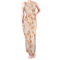 Hawaii Anthurium Tiare Pikake Lei Tank Maxi Dress Alani Lauhala Art Pattern