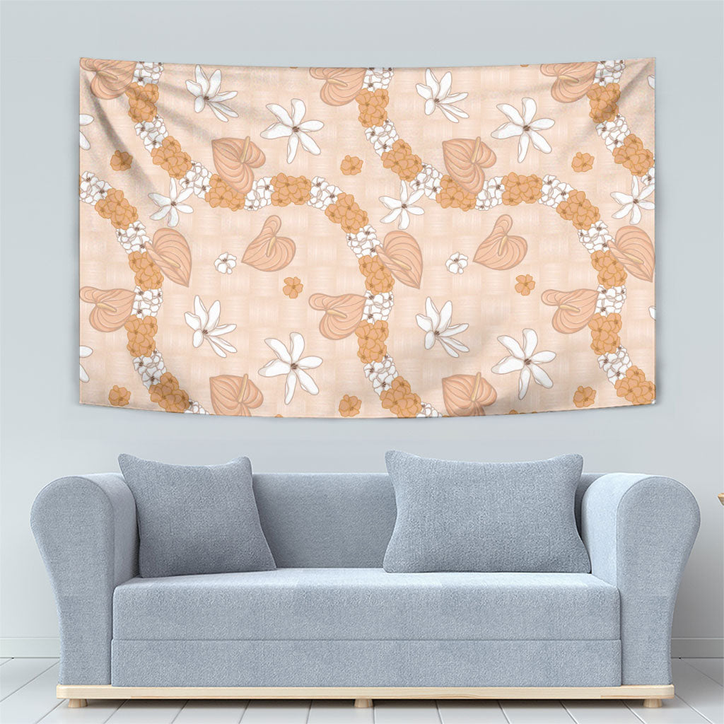 Hawaii Anthurium Tiare Pikake Lei Tapestry Alani Lauhala Art Pattern