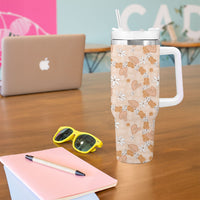 Hawaii Anthurium Tiare Pikake Lei Tumbler With Handle Alani Lauhala Art Pattern LT01 - Polynesian Pride