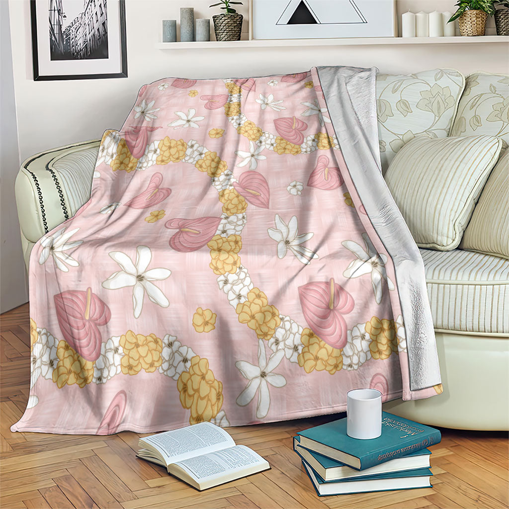 Hawaii Anthurium Tiare Pikake Lei Blanket Akala Lauhala Art Pattern LT01 Pink - Polynesian Pride