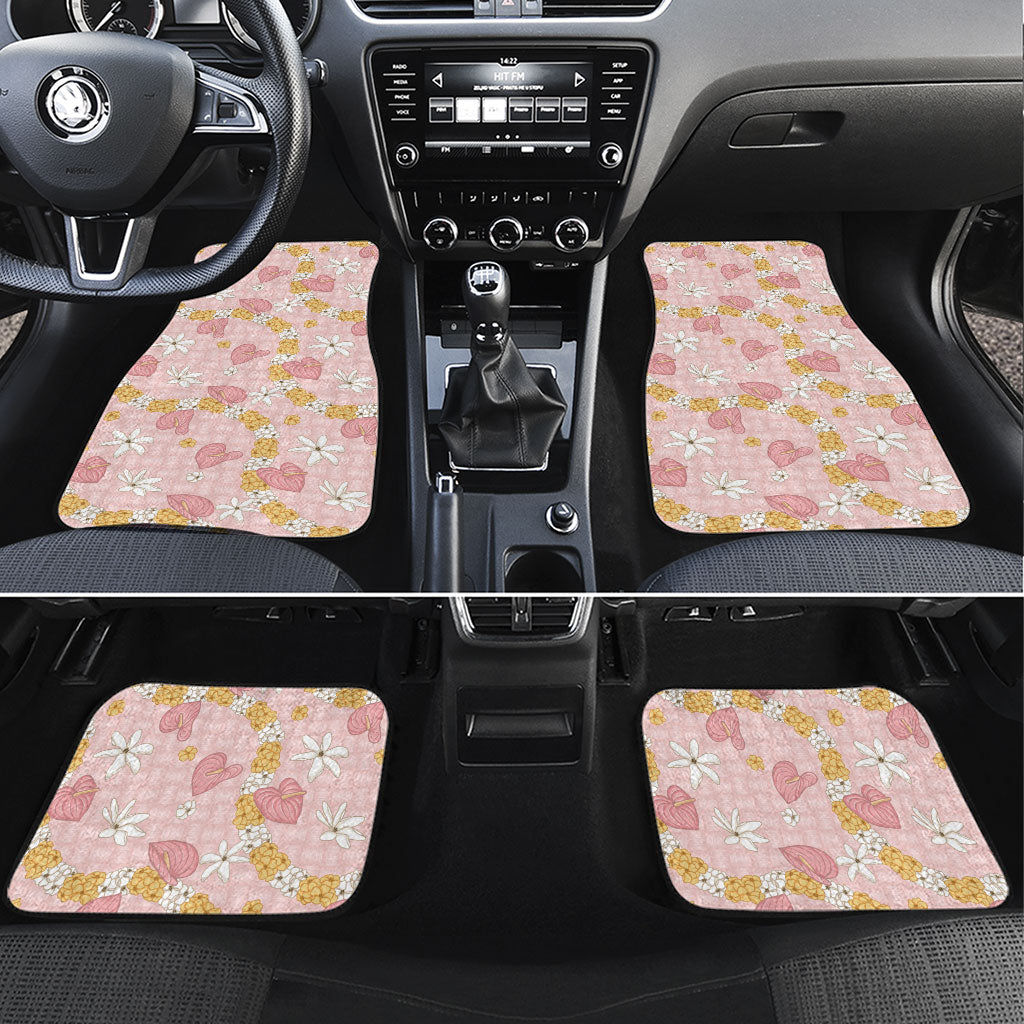 Hawaii Anthurium Tiare Pikake Lei Car Mats Akala Lauhala Art Pattern