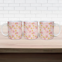 Hawaii Anthurium Tiare Pikake Lei Ceramic Mug Akala Lauhala Art Pattern