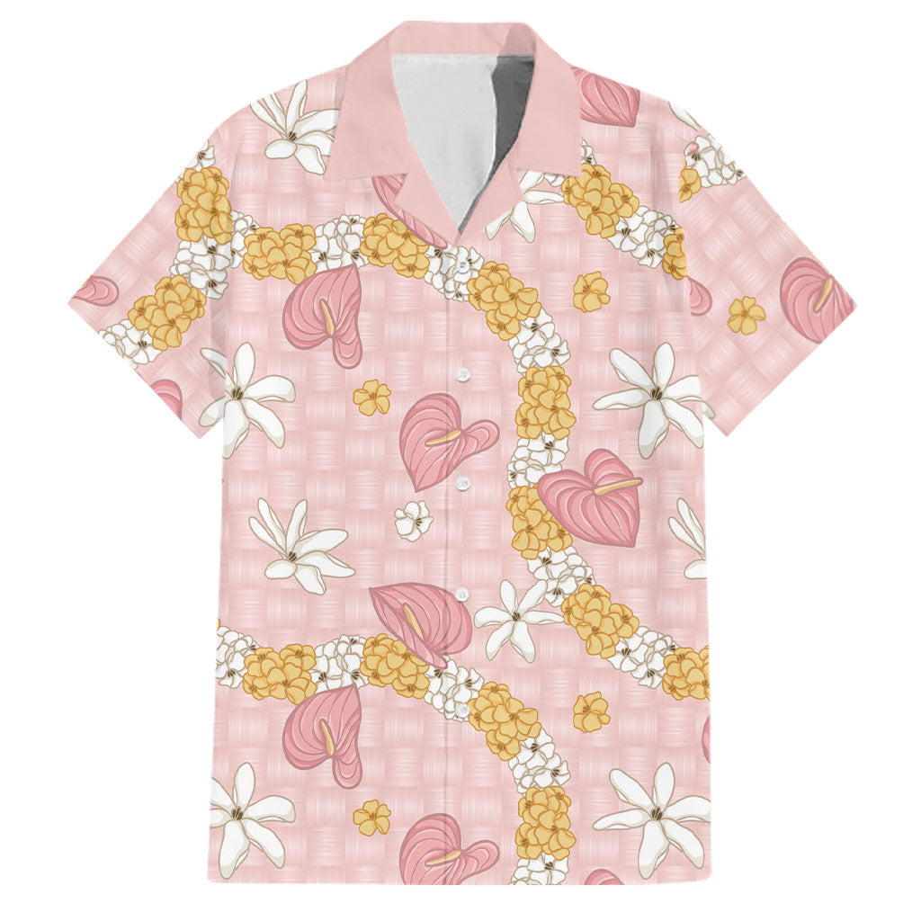 Hawaii Anthurium Tiare Pikake Lei Family Matching Short Sleeve Bodycon Dress and Hawaiian Shirt Akala Lauhala Art Pattern