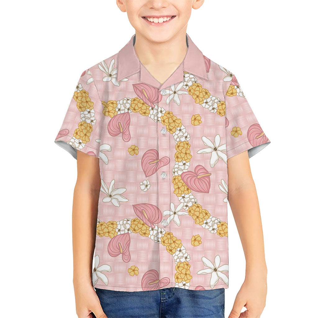 Hawaii Anthurium Tiare Pikake Lei Family Matching Short Sleeve Bodycon Dress and Hawaiian Shirt Akala Lauhala Art Pattern