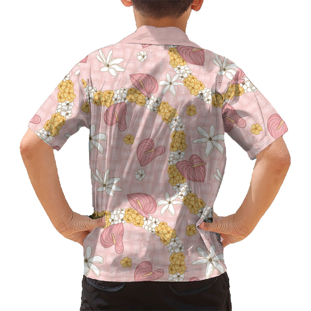 Hawaii Anthurium Tiare Pikake Lei Family Matching Tank Maxi Dress and Hawaiian Shirt Akala Lauhala Art Pattern