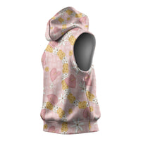 Hawaii Anthurium Tiare Pikake Lei Sleeveless Hoodie Akala Lauhala Art Pattern LT01 - Polynesian Pride