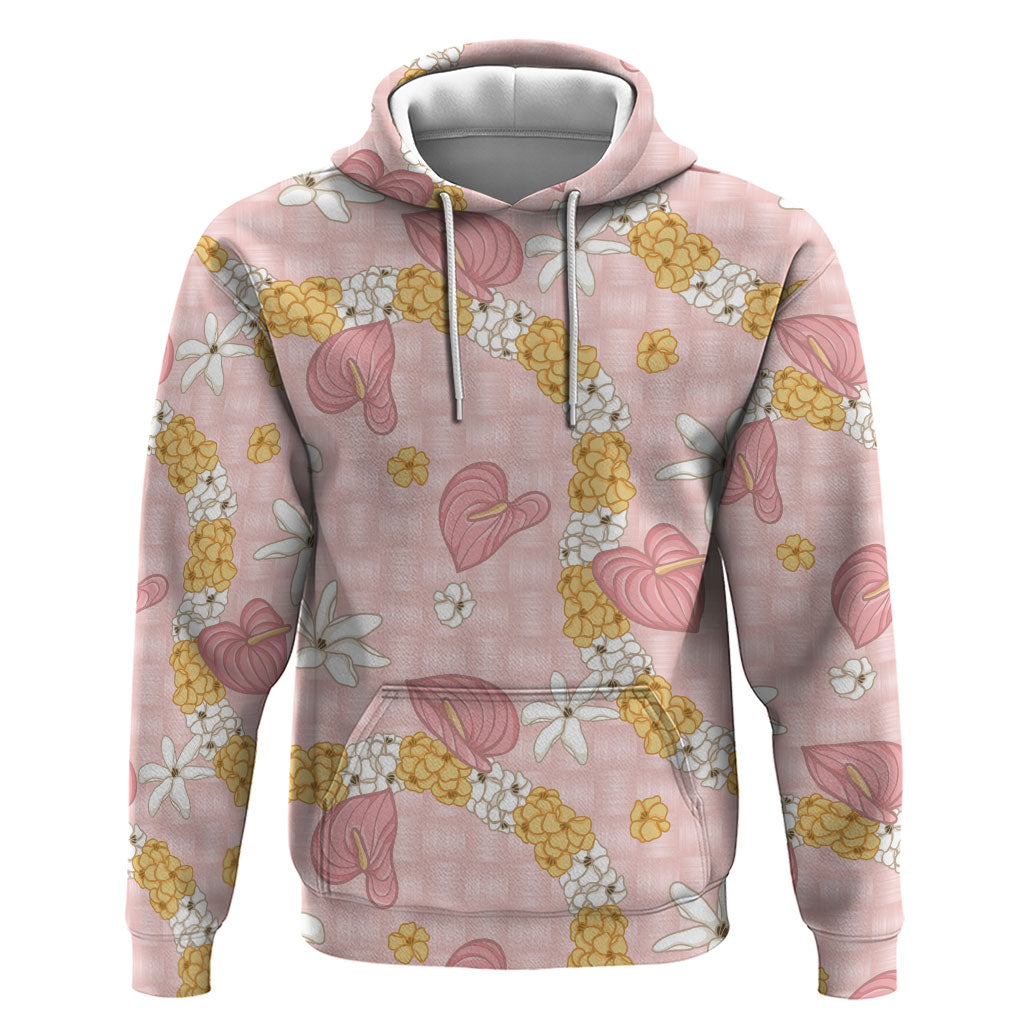 Hawaii Anthurium Tiare Pikake Lei Zip Hoodie Akala Lauhala Art Pattern LT01 Pullover Hoodie Pink - Polynesian Pride