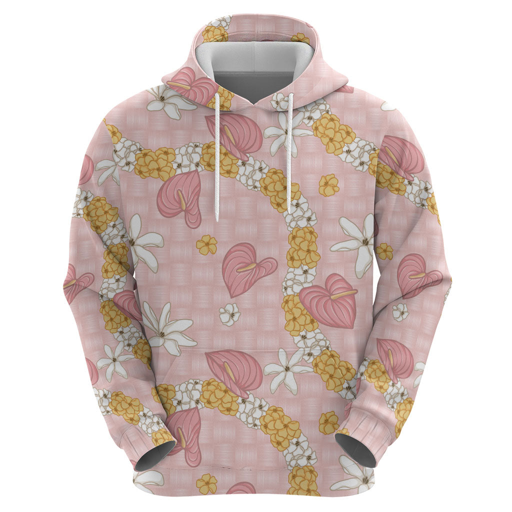 Hawaii Anthurium Tiare Pikake Lei Zip Hoodie Akala Lauhala Art Pattern LT01 - Polynesian Pride
