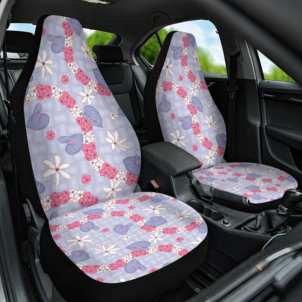 Hawaii Anthurium Tiare Pikake Lei Car Seat Cover Poni Lauhala Art Pattern