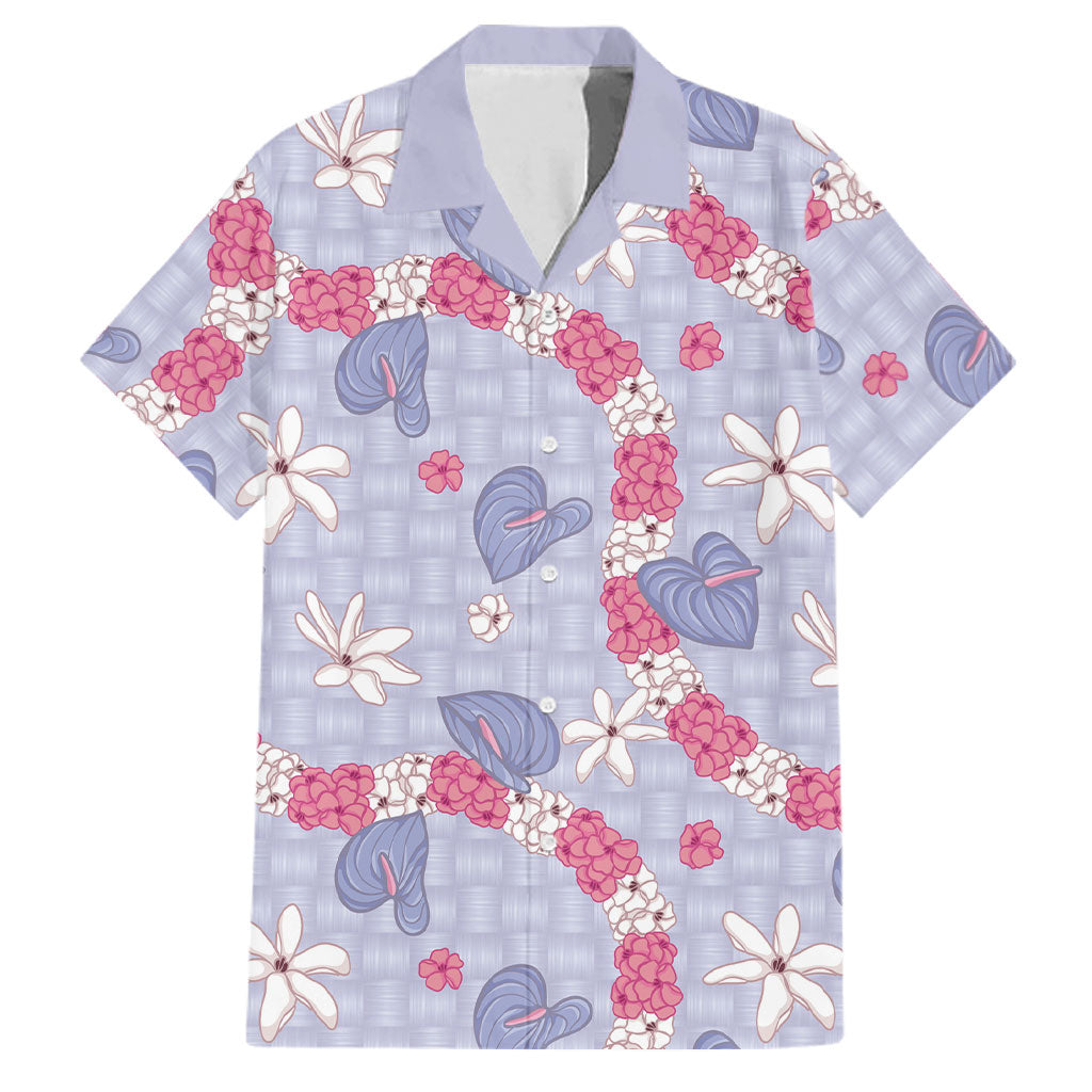 Hawaii Anthurium Tiare Pikake Lei Family Matching Long Sleeve Bodycon Dress and Hawaiian Shirt Poni Lauhala Art Pattern