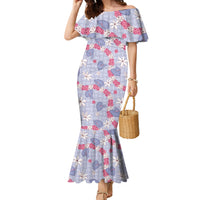 Hawaii Anthurium Tiare Pikake Lei Family Matching Mermaid Dress and Hawaiian Shirt Poni Lauhala Art Pattern