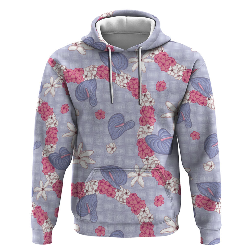 Hawaii Anthurium Tiare Pikake Lei Hoodie Poni Lauhala Art Pattern LT01 Pullover Hoodie Purple - Polynesian Pride
