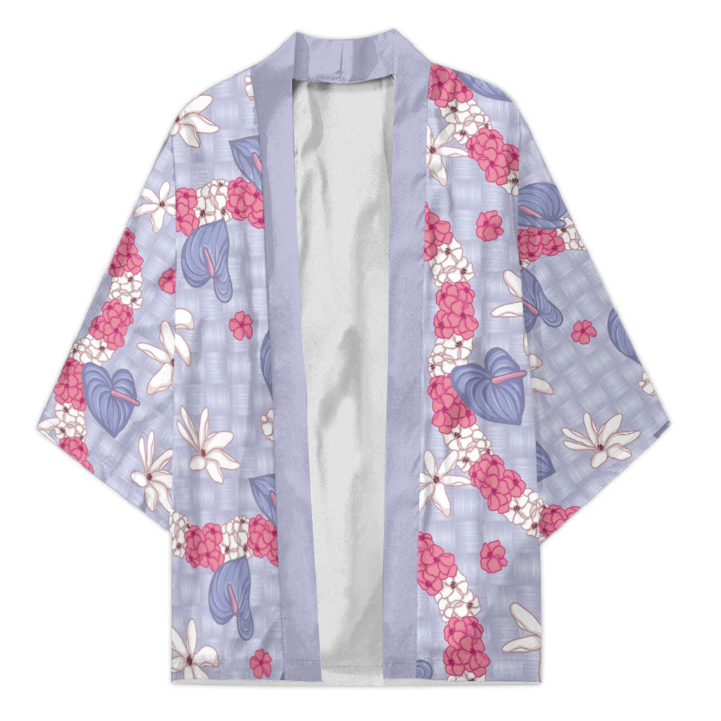 Hawaii Anthurium Tiare Pikake Lei Kimono Poni Lauhala Art Pattern LT01 Unisex Purple - Polynesian Pride