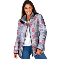 Hawaii Anthurium Tiare Pikake Lei Padded Jacket Poni Lauhala Art Pattern