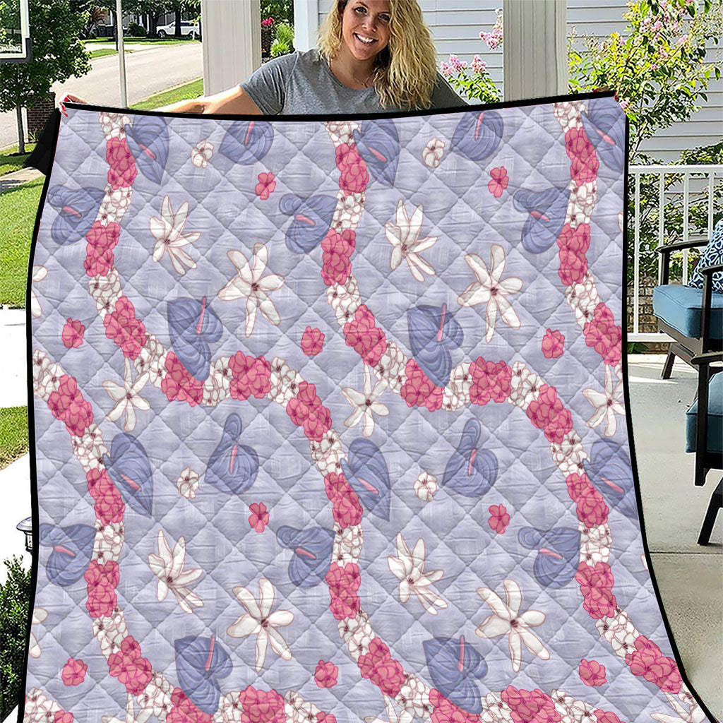 Hawaii Anthurium Tiare Pikake Lei Quilt Poni Lauhala Art Pattern LT01 Purple - Polynesian Pride