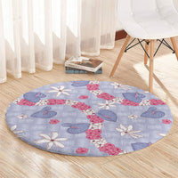 Hawaii Anthurium Tiare Pikake Lei Round Carpet Poni Lauhala Art Pattern LT01 - Polynesian Pride