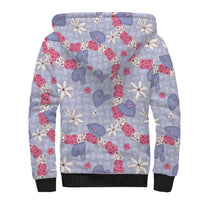 Hawaii Anthurium Tiare Pikake Lei Sherpa Hoodie Poni Lauhala Art Pattern LT01 - Polynesian Pride