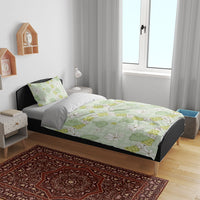 Hawaii Anthurium Tiare Pikake Lei Bedding Set Sage Green Lauhala Art Pattern