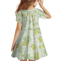 Hawaii Anthurium Tiare Pikake Lei Family Matching Short Sleeve Bodycon Dress and Hawaiian Shirt Sage Green Lauhala Art Pattern