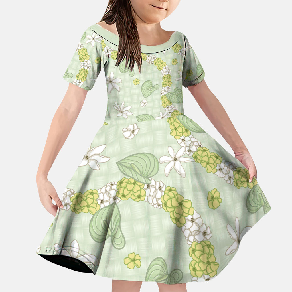 Hawaii Anthurium Tiare Pikake Lei Family Matching Tank Maxi Dress and Hawaiian Shirt Sage Green Lauhala Art Pattern
