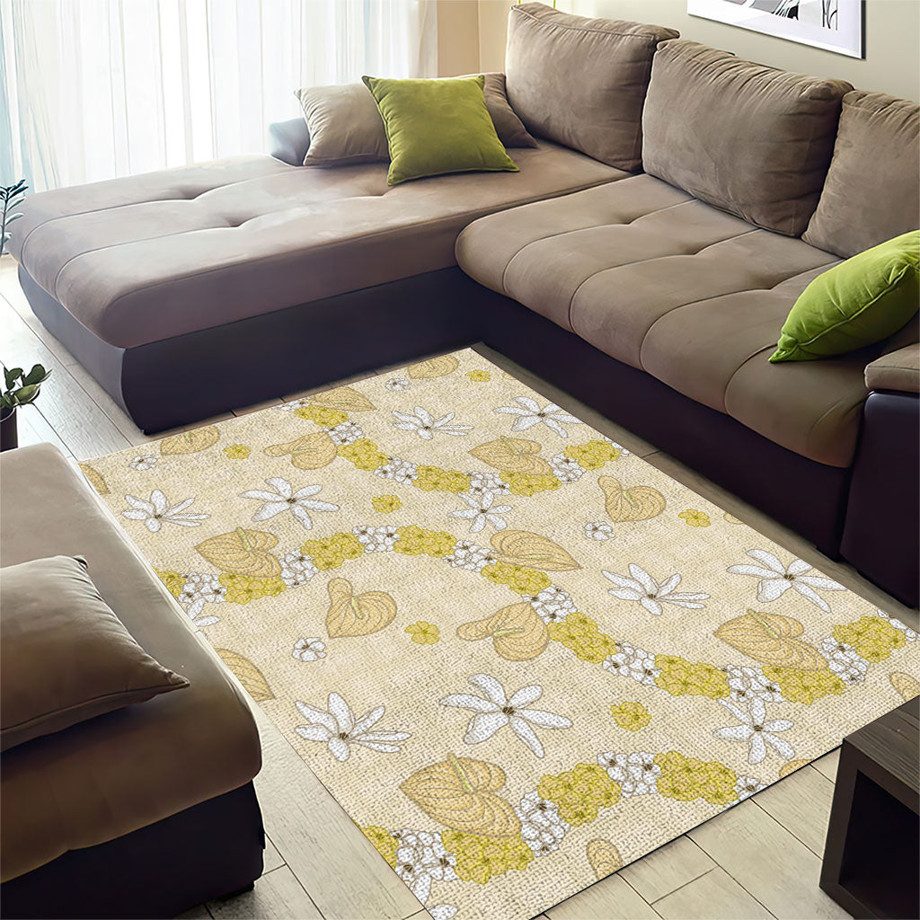 Hawaii Anthurium Tiare Pikake Lei Area Rug Melemele Lauhala Art Pattern LT01 - Polynesian Pride