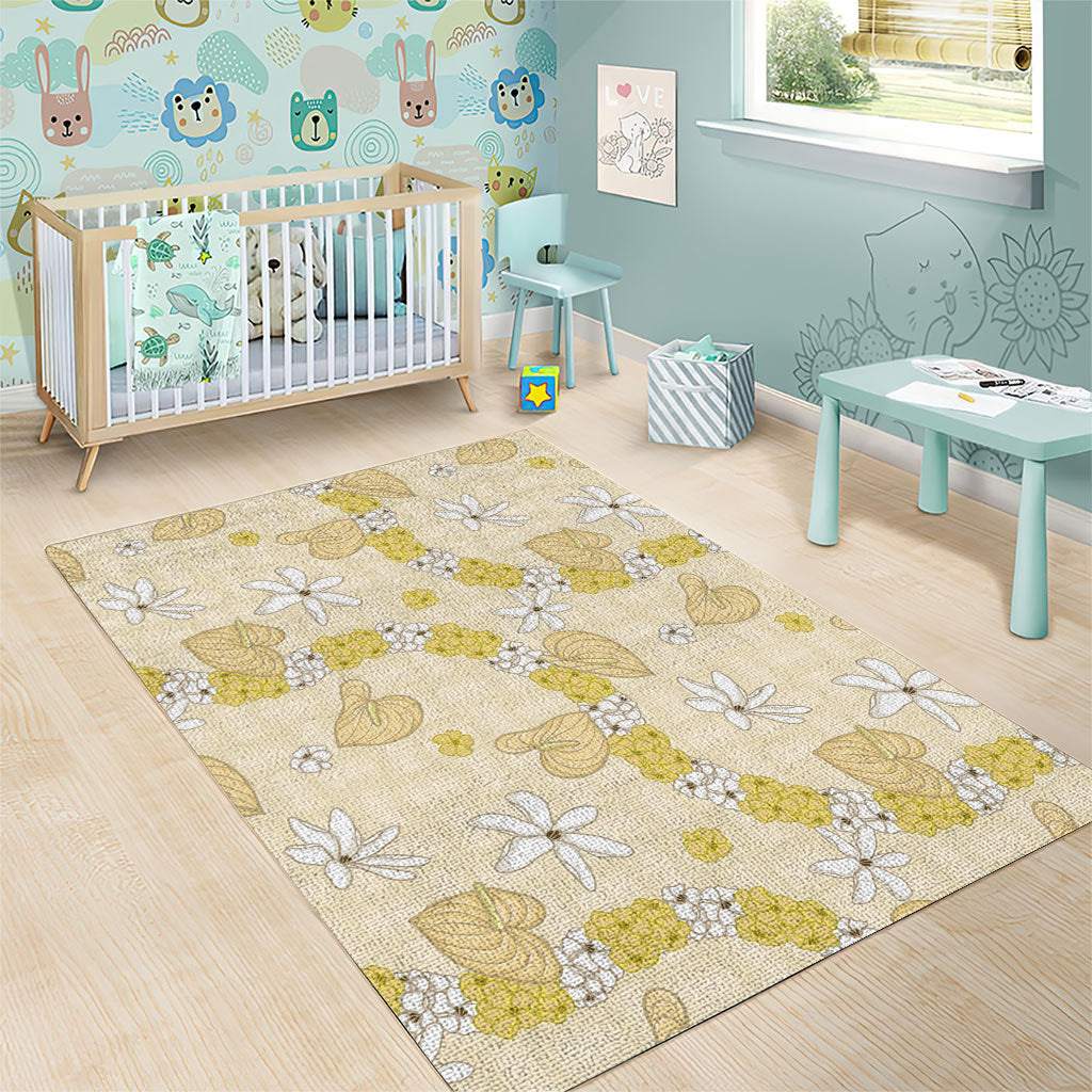 Hawaii Anthurium Tiare Pikake Lei Area Rug Melemele Lauhala Art Pattern LT01 - Polynesian Pride