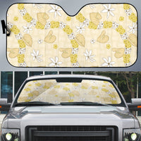 Hawaii Anthurium Tiare Pikake Lei Auto Sun Shade Melemele Lauhala Art Pattern LT01 Yellow - Polynesian Pride
