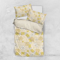 Hawaii Anthurium Tiare Pikake Lei Bedding Set Melemele Lauhala Art Pattern LT01 US Twin 172cm x 218cm Yellow - Polynesian Pride