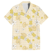 Hawaii Anthurium Tiare Pikake Lei Family Matching Puletasi and Hawaiian Shirt Melemele Lauhala Art Pattern LT01 Dad's Shirt - Short Sleeve Yellow - Polynesian Pride