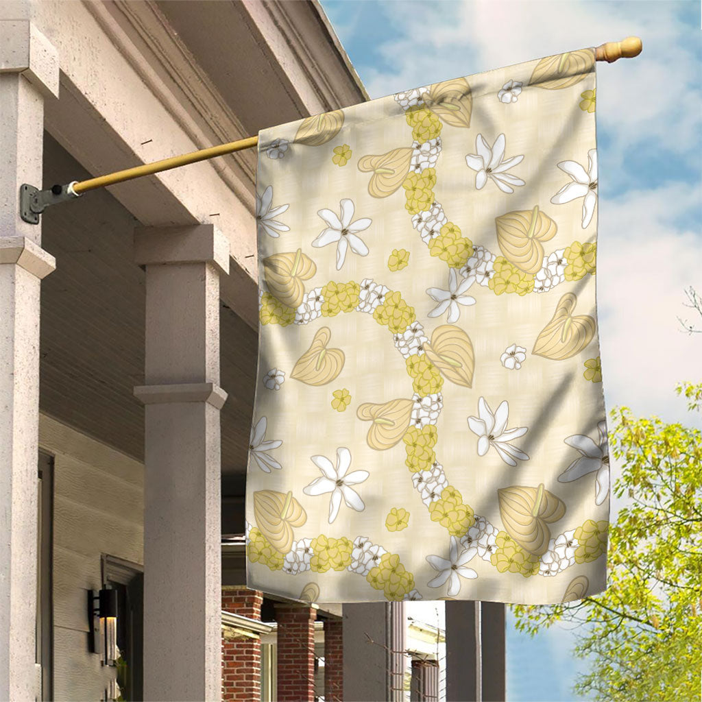 Hawaii Anthurium Tiare Pikake Lei Garden Flag Melemele Lauhala Art Pattern LT01 House Flag Yellow - Polynesian Pride