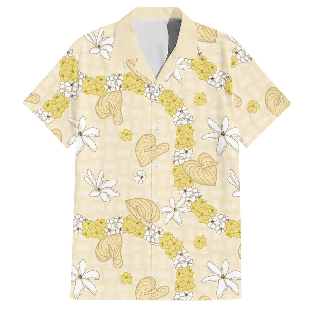 Hawaii Anthurium Tiare Pikake Lei Hawaiian Shirt Melemele Lauhala Art Pattern LT01 Yellow - Polynesian Pride