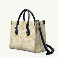 Hawaii Anthurium Tiare Pikake Lei Leather Bag Melemele Lauhala Art Pattern LT01 Yellow - Polynesian Pride