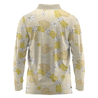 Hawaii Anthurium Tiare Pikake Lei Long Sleeve Polo Shirt Melemele Lauhala Art Pattern LT01 - Polynesian Pride