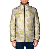 Hawaii Anthurium Tiare Pikake Lei Padded Jacket Melemele Lauhala Art Pattern LT01 Men Yellow - Polynesian Pride