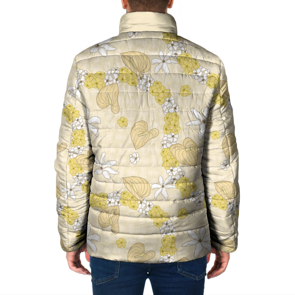 Hawaii Anthurium Tiare Pikake Lei Padded Jacket Melemele Lauhala Art Pattern LT01 - Polynesian Pride