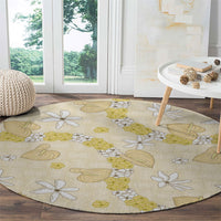Hawaii Anthurium Tiare Pikake Lei Round Carpet Melemele Lauhala Art Pattern LT01 - Polynesian Pride