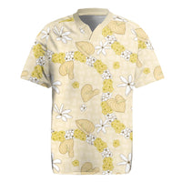 Hawaii Anthurium Tiare Pikake Lei Rugby Jersey Melemele Lauhala Art Pattern LT01 Yellow - Polynesian Pride