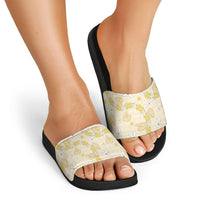 Hawaii Anthurium Tiare Pikake Lei Slide Sandals Melemele Lauhala Art Pattern LT01 - Polynesian Pride