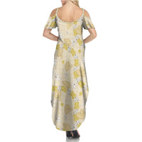 Hawaii Anthurium Tiare Pikake Lei Summer Maxi Dress Melemele Lauhala Art Pattern LT01 - Polynesian Pride