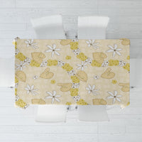 Hawaii Anthurium Tiare Pikake Lei Tablecloth Melemele Lauhala Art Pattern LT01 Yellow - Polynesian Pride