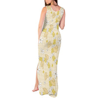 Hawaii Anthurium Tiare Pikake Lei Tank Maxi Dress Melemele Lauhala Art Pattern LT01 - Polynesian Pride