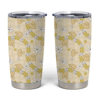 Hawaii Anthurium Tiare Pikake Lei Tumbler Cup Melemele Lauhala Art Pattern LT01 Yellow - Polynesian Pride