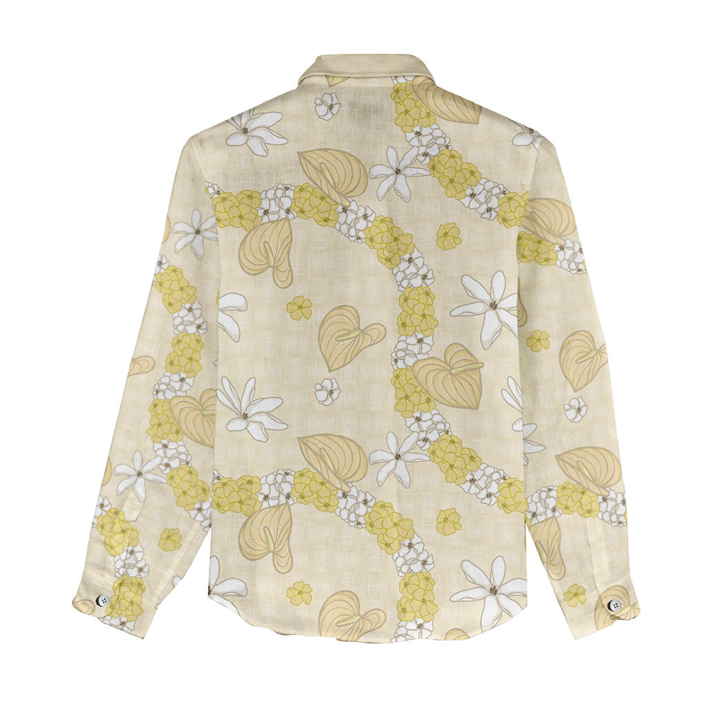 Hawaii Anthurium Tiare Pikake Lei Women Casual Shirt Melemele Lauhala Art Pattern LT01 - Polynesian Pride