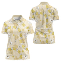 Hawaii Anthurium Tiare Pikake Lei Women Polo Shirt Melemele Lauhala Art Pattern LT01 - Polynesian Pride