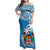 Personalised Fiji Family Matching Off Shoulder Maxi Dress and Hawaiian Shirt Bula Fijian Tapa Pattern LT01 Mom's Dress Blue - Polynesian Pride