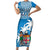 Personalised Fiji Family Matching Short Sleeve Bodycon Dress and Hawaiian Shirt Bula Fijian Tapa Pattern LT01 Mom's Dress Blue - Polynesian Pride